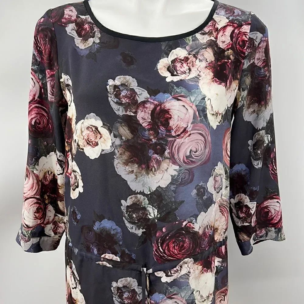 Club Monaco 3/4 sleeve floral print silk dress